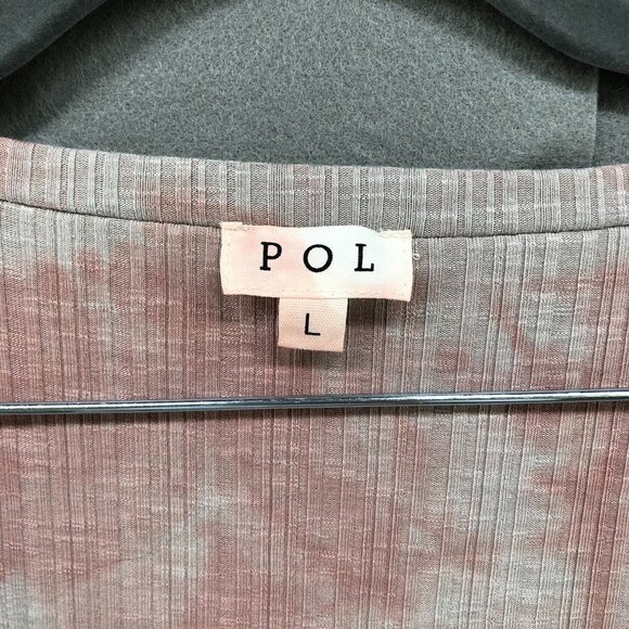 POL Tie Dye Ribbed Henley Tee Top Womens Large L Ivory Taupe SMT1686 - Picture 9 of 12